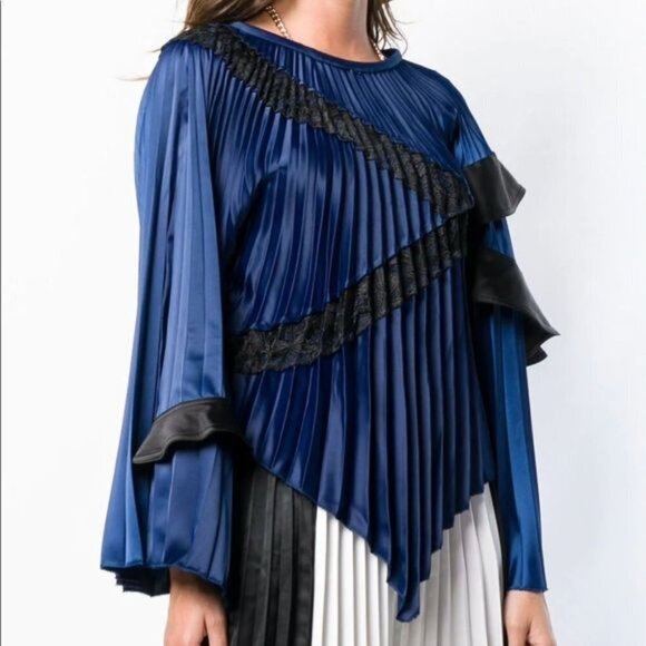 SELF PORTRAIT US 2 NWOT PLEATED TOP blouse - Picture 1 of 11